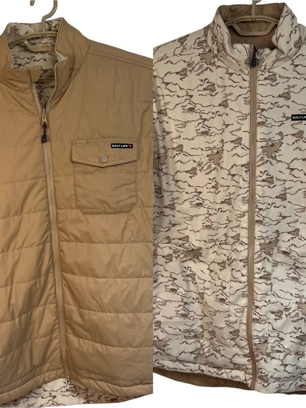 Salt Life Reversible Desert Camo Utility Quilted Jacket XL Lightweight